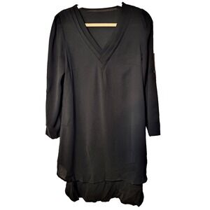 NWT Cupshe Black V-Neck 3/4 Sleeve Hi/Low Hem Cover Up Size XS Resort Beach